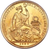 Peru coin 50 Soles Oro (1950 - 1970) reverse reverse of 50 Soles Oro (1950 - 1970) coin with KM# 230 from Peru.