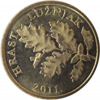 obverse of 5 Lipa - Croatian text (1993 - 2015) coin with KM# 5 from Croatia. Inscription: HRAST LUŽNJAK KK 2003.