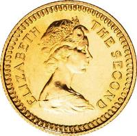 obverse of 1 Pound - Elizabeth II - 2'nd Portrait (1966) coin with KM# 6 from Rhodesia. Inscription: ELIZABETH THE SECOND