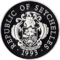 Seychelles coin 25 Rupees - Gymnastics (1993) obverse obverse of 25 Rupees - Gymnastics (1993) coin with KM# 70 from Seychelles. Inscription: REPUBLIC OF SEYCHELLES 1993