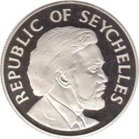 Seychelles coin 10 Rupees - Independence - Silver Proof Issue (1976) obverse obverse of 10 Rupees - Independence - Silver Proof Issue (1976) coin with KM# 28a from Seychelles. Inscription: REPUBLIC OF SEYCHELLES