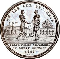 obverse of 1 Penny (1814) coin with KM# Tn1 from Sierra Leone. Inscription: WE ARE ALL BRETHREN SLAVE TRADE ABOLISHED BY GREAT BRITAIN 1807