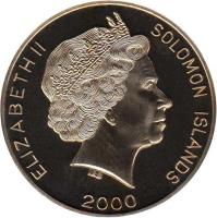 obverse of 1 Dollar - Elizabeth II - Sailing (2000) coin with KM# 66 from Solomon Islands. Inscription: ELIZABETH II SOLOMON ISLANDS 2000 IRB