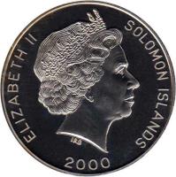 Solomon Islands coin 1 Dollar - Elizabeth II - Swimming (2000) obverse obverse of 1 Dollar - Elizabeth II - Swimming (2000) coin with KM# 65 from Solomon Islands. Inscription: ELIZABETH II SOLOMON ISLANDS 2000 IRB