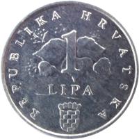 Croatia coin 1 Lipa - Croatian text (1993 - 2015) reverse reverse of 1 Lipa - Croatian text (1993 - 2015) coin with KM# 3 from Croatia. Inscription: REPUBLIKA HRVATSKA 1 LIPA