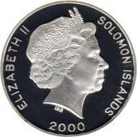 obverse of 5 Dollars - Elizabeth II - Tennis (2000) coin with KM# 67 from Solomon Islands. Inscription: ELIZABETH II SOLOMON ISLANDS 2000 IRB
