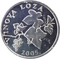 Croatia coin 2 Lipe - Croatian text (1993 - 2015) obverse obverse of 2 Lipe - Croatian text (1993 - 2015) coin with KM# 4 from Croatia. Inscription: VINOVA LOZA 2001. KK