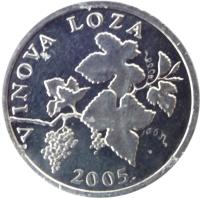 obverse of 2 Lipe - Croatian text (1993 - 2015) coin with KM# 4 from Croatia. Inscription: VINOVA LOZA 2001. KK