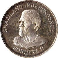 Swaziland coin 50 Cents - Sobhuza II - Independence (1968) obverse obverse of 50 Cents - Sobhuza II - Independence (1968) coin with KM# 4 from Swaziland. Inscription: SWAZILAND INDEPENDECE SOBHUZA II T.S.
