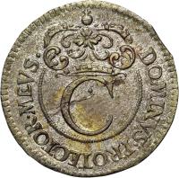 Sweden coin 4 Öre - Carl XI (1667 - 1675) obverse obverse of 4 Öre - Carl XI (1667 - 1675) coin with KM# 257 from Sweden. Inscription: DOMINVS PROTECTOR MEVS