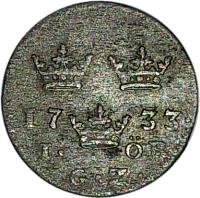 Sweden coin 1 Öre - Fredrik I (1720 - 1749) reverse reverse of 1 Öre - Fredrik I (1720 - 1749) coin with KM# 382 from Sweden.