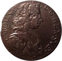 obverse of 2 Mark - Carl XI (1675 - 1697) coin with KM# 282 from Sweden.