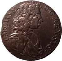 Sweden coin 2 Mark - Carl XI (1675 - 1697) obverse obverse of 2 Mark - Carl XI (1675 - 1697) coin with KM# 282 from Sweden.