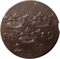 Sweden coin 2 Mark - Carl XI (1675 - 1697) reverse reverse of 2 Mark - Carl XI (1675 - 1697) coin with KM# 282 from Sweden.