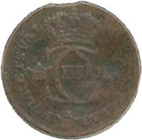 obverse of 1/4 Skilling - Carl XIII (1817) coin with KM# 592 from Sweden. Inscription: FOLKETS VÄL MIN HÖGSTA LAG