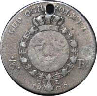 reverse of 1/6 Riksdaler - Gustav IV Adolf (1801 - 1809) coin with KM# 560 from Sweden. Inscription: Gud och folket 1/6 Rdr O.L 1806