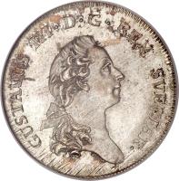 obverse of 1/3 Riksdaler / 1 Daler Silvermarke - Gustaf III (1776 - 1777) coin with KM# 516 from Sweden.