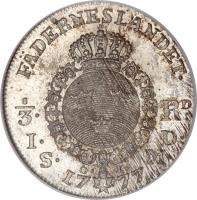 reverse of 1/3 Riksdaler / 1 Daler Silvermarke - Gustaf III (1776 - 1777) coin with KM# 516 from Sweden.