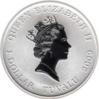 Tuvalu coin 1 Dollar - Elizabeth II - Nikolai Gogol (2009) obverse obverse of 1 Dollar - Elizabeth II - Nikolai Gogol (2009) coin with KM# 102 from Tuvalu. Inscription: QUEEN ELIZABETH II 1 DOLLAR TUVALU 2009 RDM