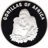 reverse of 1000 Shillings - Seated gorilla (2002 - 2003) coin with KM# 101 from Uganda. Inscription: GORILLAS OF AFRICA