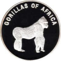 reverse of 1000 Shillings - Gorilla (2002 - 2003) coin with KM# 103 from Uganda. Inscription: GORILLAS OF AFRICA