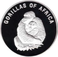 Uganda coin 1000 Shillings - Gorilla female with infant (2002 - 2003) reverse reverse of 1000 Shillings - Gorilla female with infant (2002 - 2003) coin with KM# 104 from Uganda. Inscription: GORILLAS OF AFRICA