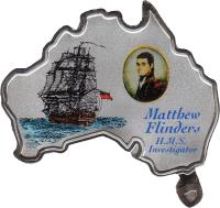 reverse of 5000 Shillings - Elizabeth II - Matthew Flinders (2002) coin with KM# 97 from Uganda. Inscription: Matthew Flinders H.M.S. Investigator