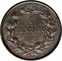 Venezuela coin 1 Centavo (1843 - 1852) reverse reverse of 1 Centavo (1843 - 1852) coin with Y# 3 from Venezuela.