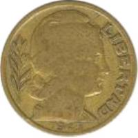 obverse of 20 Centavos (1942 - 1950) coin with KM# 42 from Argentina. Inscription: LIBERTAD 1943