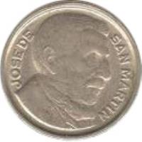 obverse of 10 Centavos - Reeded edge (1951 - 1952) coin with KM# 47 from Argentina. Inscription: JOSE DE SAN MARTIN