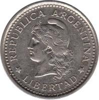 Argentina coin 50 Centavos (1957 - 1961) obverse obverse of 50 Centavos (1957 - 1961) coin with KM# 56 from Argentina. Inscription: REPUBLICA ARGENTINA * LIBERTAD *