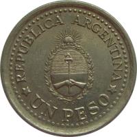 Argentina coin 1 Peso - May Revolution (1960) obverse obverse of 1 Peso - May Revolution (1960) coin with KM# 58 from Argentina. Inscription: REPUBLICA ARGENTINA * UN PESO *