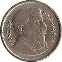 Argentina coin 10 Centavos - Smaller head; Plain edge (1954 - 1956) obverse obverse of 10 Centavos - Smaller head; Plain edge (1954 - 1956) coin with KM# 51 from Argentina. Inscription: JOSE DE SAN MARTIN