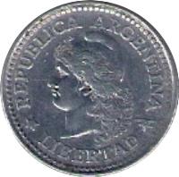 Argentina coin 5 Centavos (1970 - 1975) obverse obverse of 5 Centavos (1970 - 1975) coin with KM# 65 from Argentina. Inscription: REPUBLICA ARGENTINA LIBERTAD