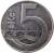 reverse of 5 Korun (1993 - 2017) coin with KM# 8 from Czech Republic. Inscription: Kč 5