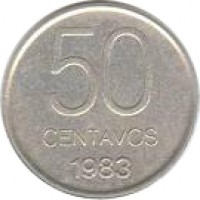 reverse of 50 Centavos (1983) coin with KM# 90 from Argentina. Inscription: 50 CENTAVOS 1983