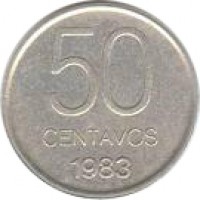 Argentina coin 50 Centavos (1983) reverse reverse of 50 Centavos (1983) coin with KM# 90 from Argentina. Inscription: 50 CENTAVOS 1983