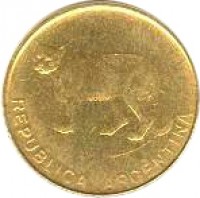 obverse of 5 Centavos (1985 - 1988) coin with KM# 97 from Argentina. Inscription: REPUBLICA ARGENTINA