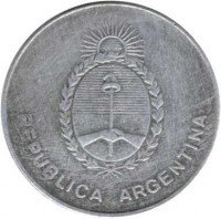 Argentina coin 100 Australes (1990 - 1991) obverse obverse of 100 Australes (1990 - 1991) coin with KM# 103 from Argentina. Inscription: REPUBLICA ARGENTINA
