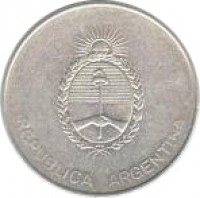 Argentina coin 500 Australes (1990 - 1991) obverse obverse of 500 Australes (1990 - 1991) coin with KM# 104 from Argentina. Inscription: REPUBLICA ARGENTINA