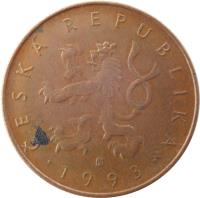 obverse of 10 Korun (1993 - 2017) coin with KM# 4 from Czech Republic. Inscription: ČESKÁ REPUBLIKA · 1993 ·