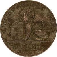 reverse of 5 Centimes - Leopold I (1833 - 1860) coin with KM# 5 from Belgium. Inscription: L'UNION FAIT LA FORCE Constitution Belge 1831 - 5 CENTs BRAEMT F.