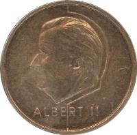 obverse of 20 Francs - Albert II - Dutch text (1994 - 2001) coin with KM# 192 from Belgium. Inscription: ALBERT II
