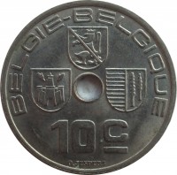 Belgium coin 10 Centimes - Leopold III - BELGIE-BELGIQUE (1939) reverse reverse of 10 Centimes - Leopold III - BELGIE-BELGIQUE (1939) coin with KM# 113 from Belgium. Inscription: BELGIE-BELGIQUE 10c O.JESPERS