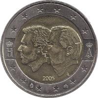 obverse of 2 Euro - Albert II - Belgium-Luxemburg economic union (2005) coin with KM# 240 from Belgium. Inscription: H A II 2005 LL