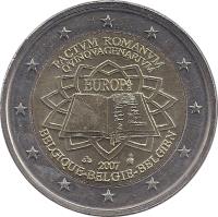 obverse of 2 Euro - Albert II - Treaty of Rome (2007) coin with KM# 247 from Belgium. Inscription: PACTVM ROMANVM QVINQVAGENARIVM EUROPAE 2007 BELGIQUE-BELGIE-BELGIEN