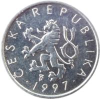 obverse of 10 Haléřů (1993 - 2005) coin with KM# 6 from Czech Republic. Inscription: ČESKÁ REPUBLIKA · 1997 ·