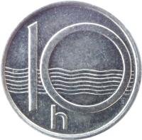 reverse of 10 Haléřů (1993 - 2005) coin with KM# 6 from Czech Republic. Inscription: 10 h