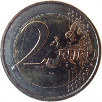 reverse of 2 Euro - Albert II - Human Rights (2008) coin with KM# 248 from Belgium. Inscription: 2 EURO LL