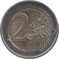 reverse of 2 Euro - Albert II - 10 Years of EMU (2009) coin with KM# 282 from Belgium. Inscription: 2 EURO LL